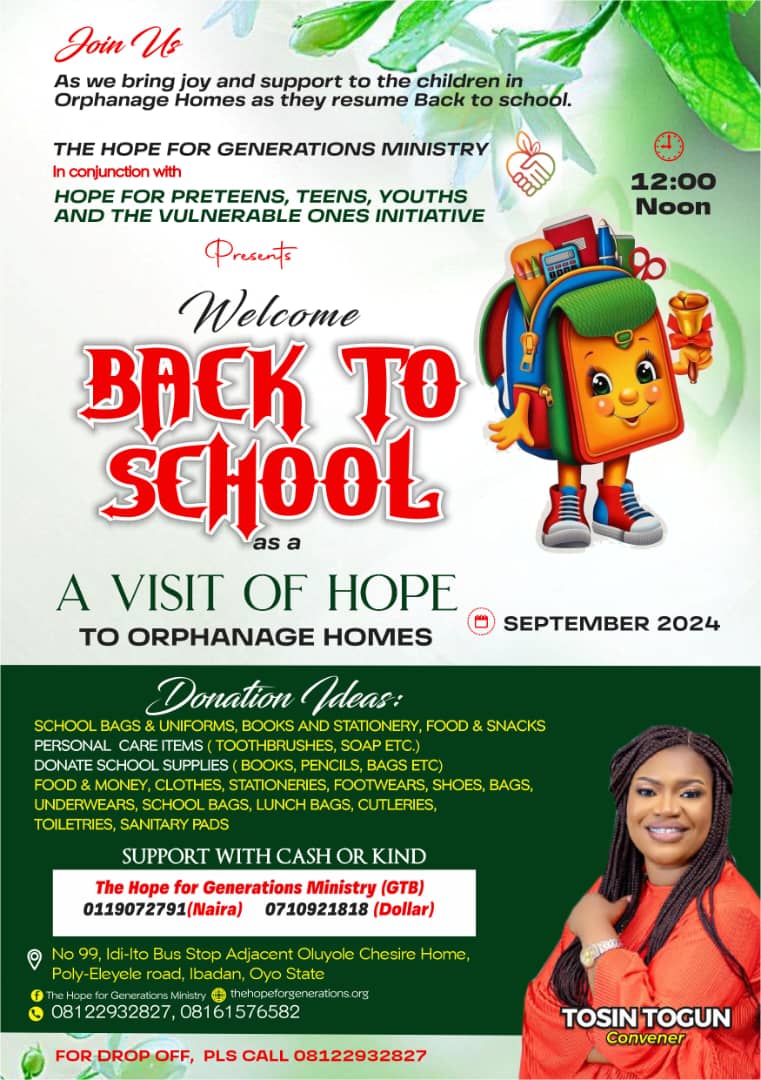 WELCOME BACK TO SCHOOL-HOPE VISIT TO ORPHANAGE HOME SEPTEMBER 2024